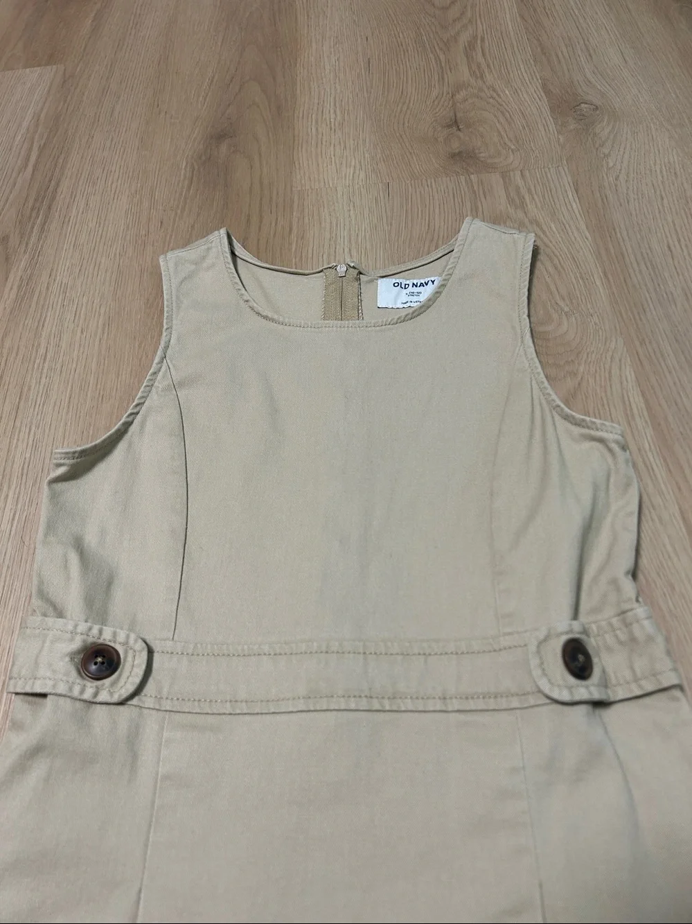 Old Navy Girls Tan Sleeveless A-Line School Dress Uniform -Jumper Size L 10-12